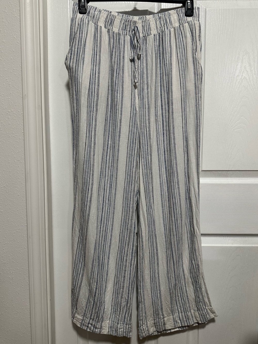Briggs Linen Blend Striped Wide Leg Pull On Pants Women’s L